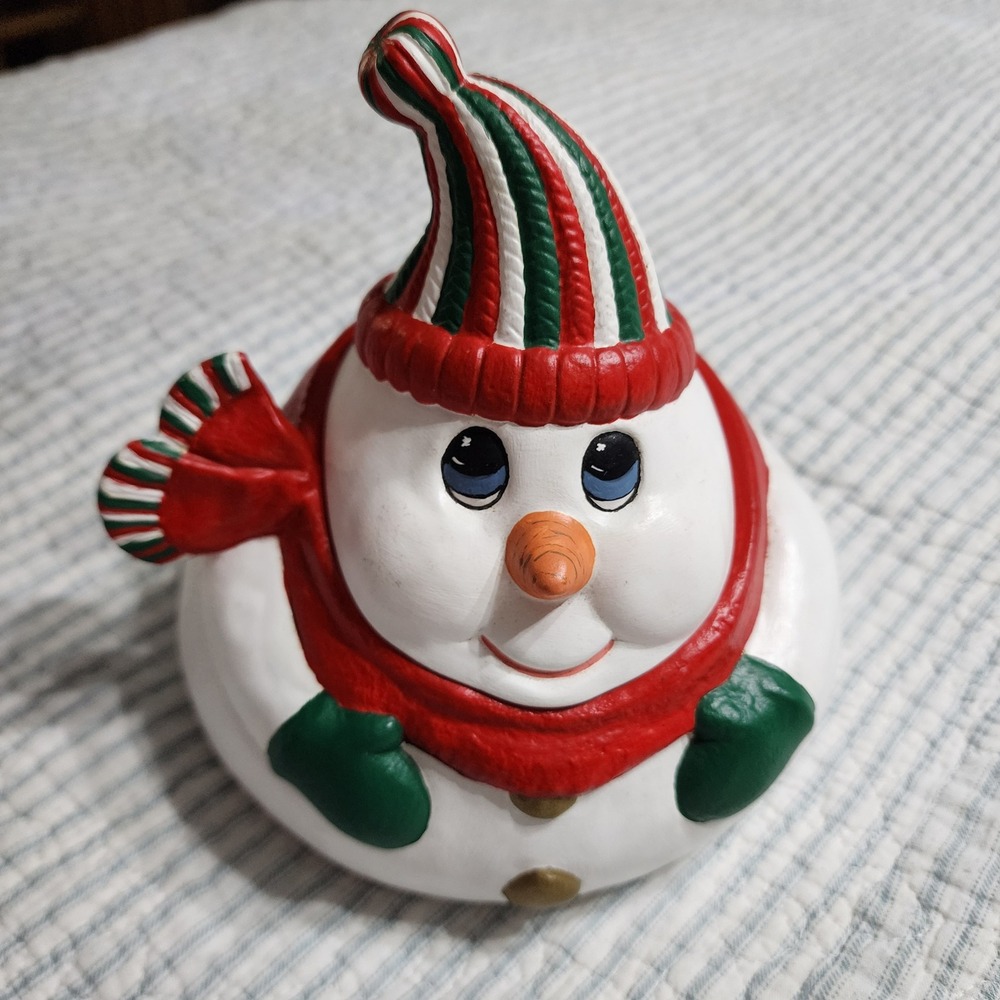 Vintage‎ Scioto Ceramic Snowman Candy Dish Hand Painted Joan 1997 Holiday Decor